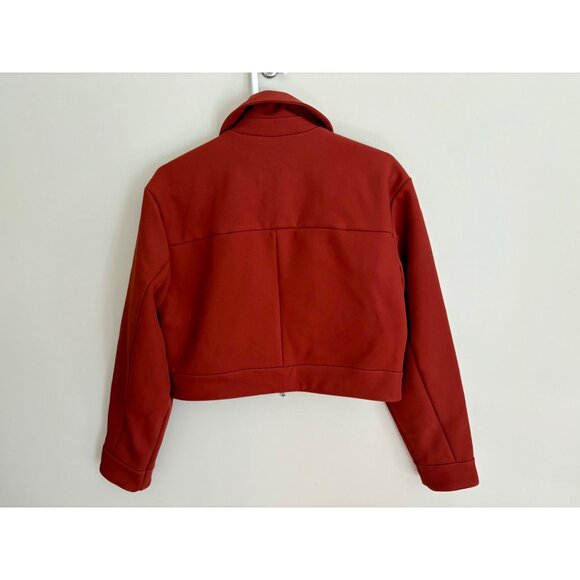 SFAM 7 For All Mankind Cropped Casual Moto Barrel Sleeve Jacket Rust/Orange XS - Picture 7 of 14